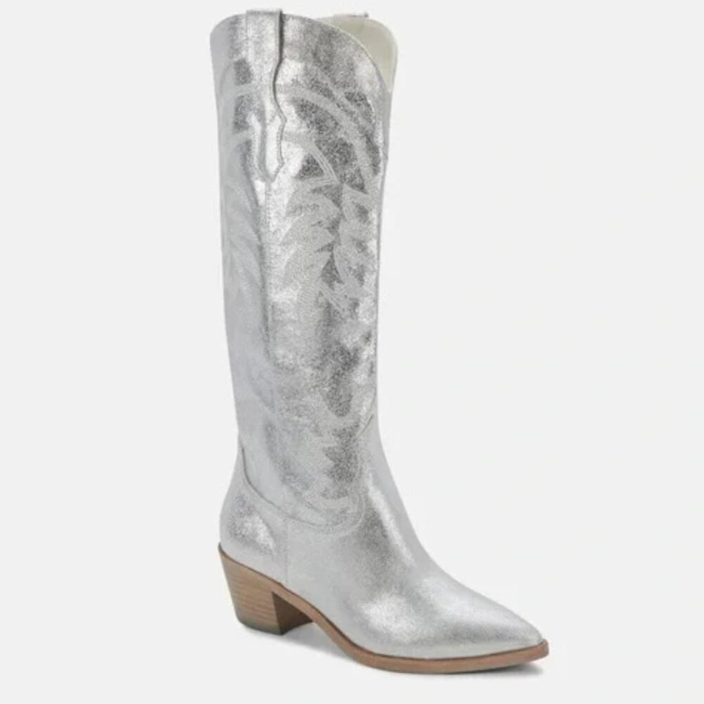 Dolce Vita Silver Cowboy Boots